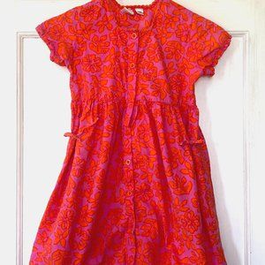 ZYNO Girls' Vibrant Lavender & Tangerine Floral SSl Dress w/Pockets ~ Sz 6